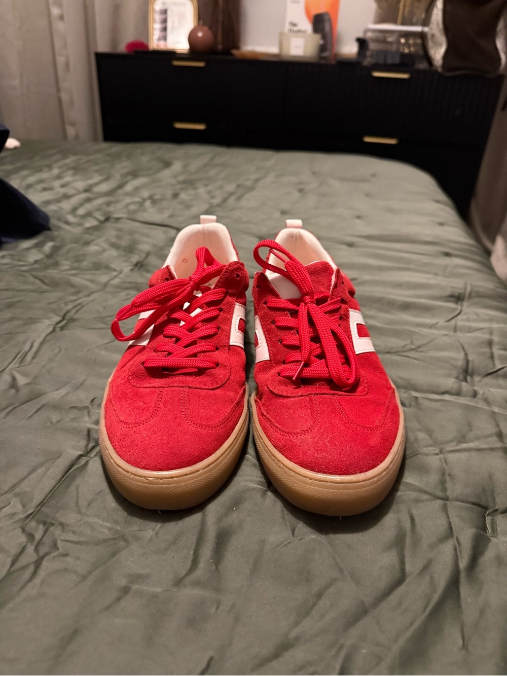 Red Suede Women's Sneakers with Gum Sole